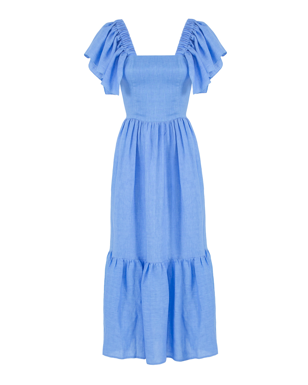 платье изо льна ACTUALEE платье школа 4 для девочки т синий рост 146 см