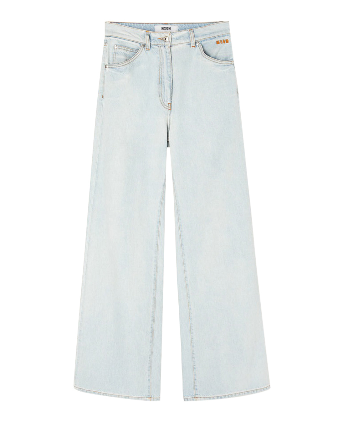 широкие джинсы MSGM белые рваные широкие джинсы с высокой талией в стиле 90 х twoss22je0687