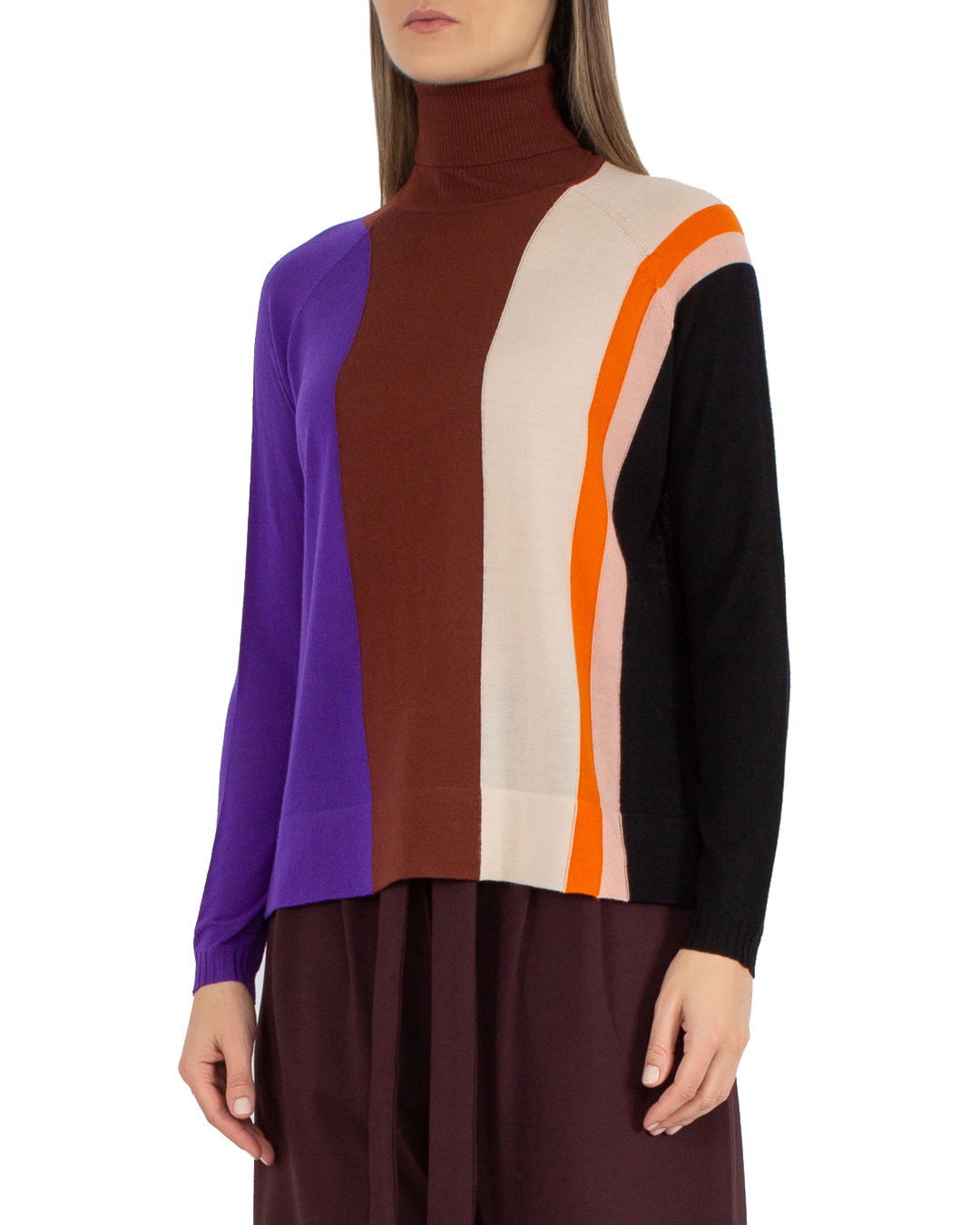 свитер PSOPHIA 501PUL1689 коричневый+фиолетовый+принт l, размер l, цвет коричневый+фиолетовый+принт 501PUL1689 коричневый+фиолетовый+принт l - фото 3