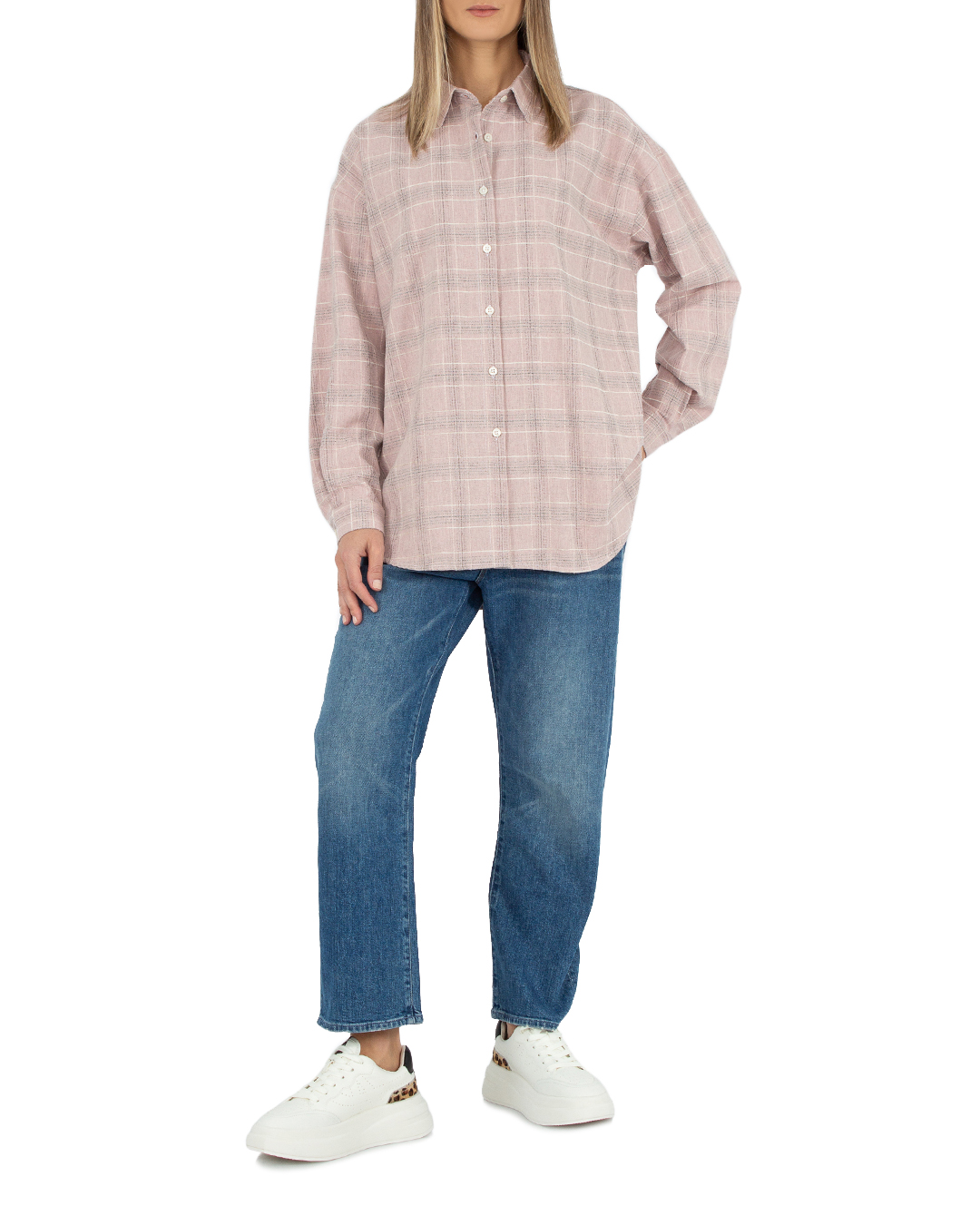 хлопковая рубашка ANTELOPE THE LABEL A2.980 св.розовый+принт l, размер l, цвет св.розовый+принт A2.980 св.розовый+принт l - фото 2