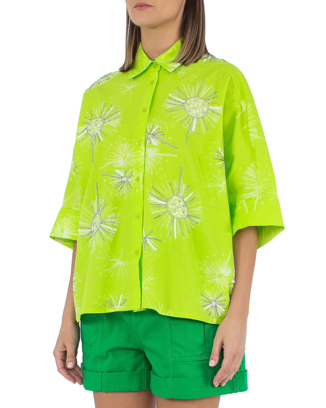 хлопковая рубашка Essentiel DALIA зеленый+принт s, размер s, цвет зеленый+принт DALIA зеленый+принт s - фото 3