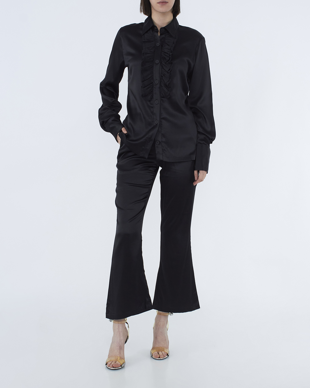 блуза FERMAS DRAPE.BLOUSE черный m, размер m - фото 2