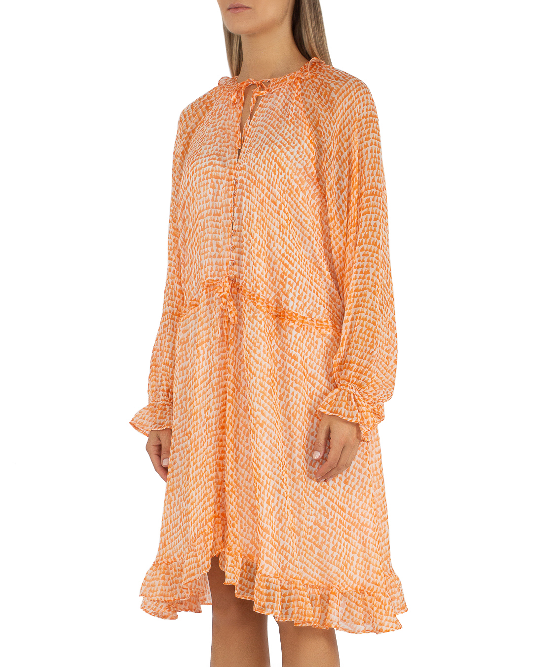 платье MAX&MOI E23PAROO оранжевый+бежевый 36, размер 36, цвет оранжевый+бежевый E23PAROO оранжевый+бежевый 36 - фото 3