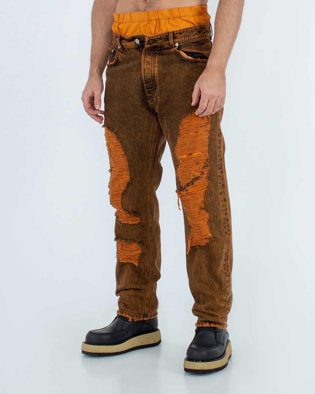 джинсы ICON DENIM JEREMY ID670 черный+оранжевый 33, размер 33, цвет черный+оранжевый JEREMY ID670 черный+оранжевый 33 - фото 3