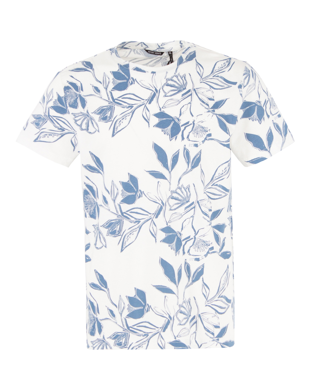футболка Antony Morato MMKS02411-FA140271 белый+тем.синий 2xl, размер 2xl, цвет белый+тем.синий