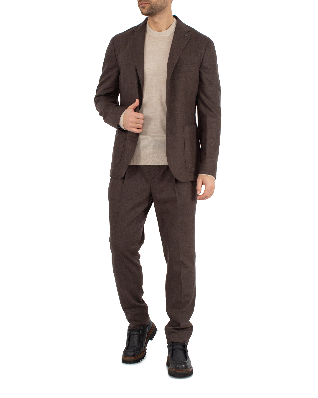 брюки Peserico R54506T02 коричневый 48, размер 48 - фото 2
