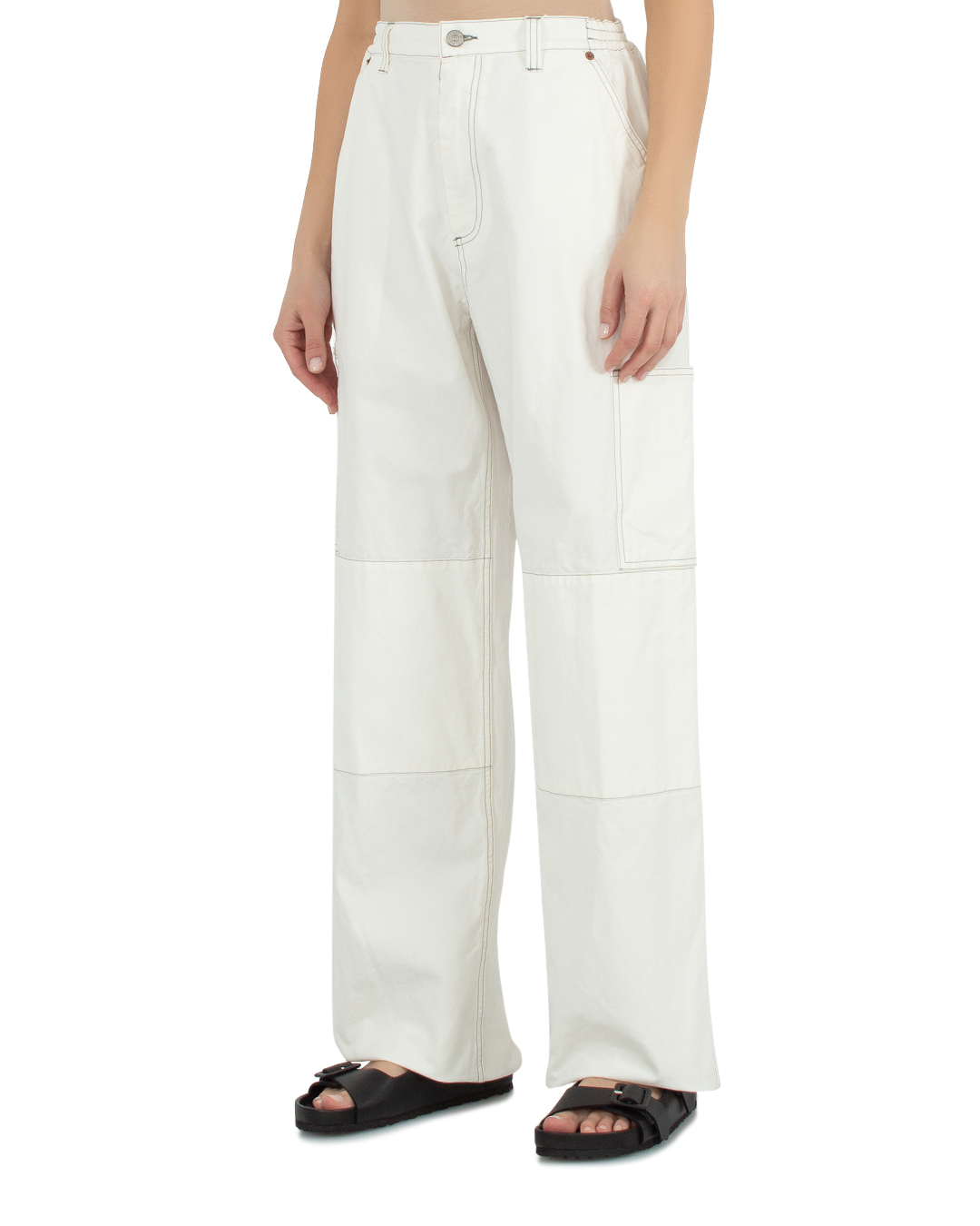 широкие брюки MM6 Maison Margiela SH0KA0003 белый m, размер m - фото 3