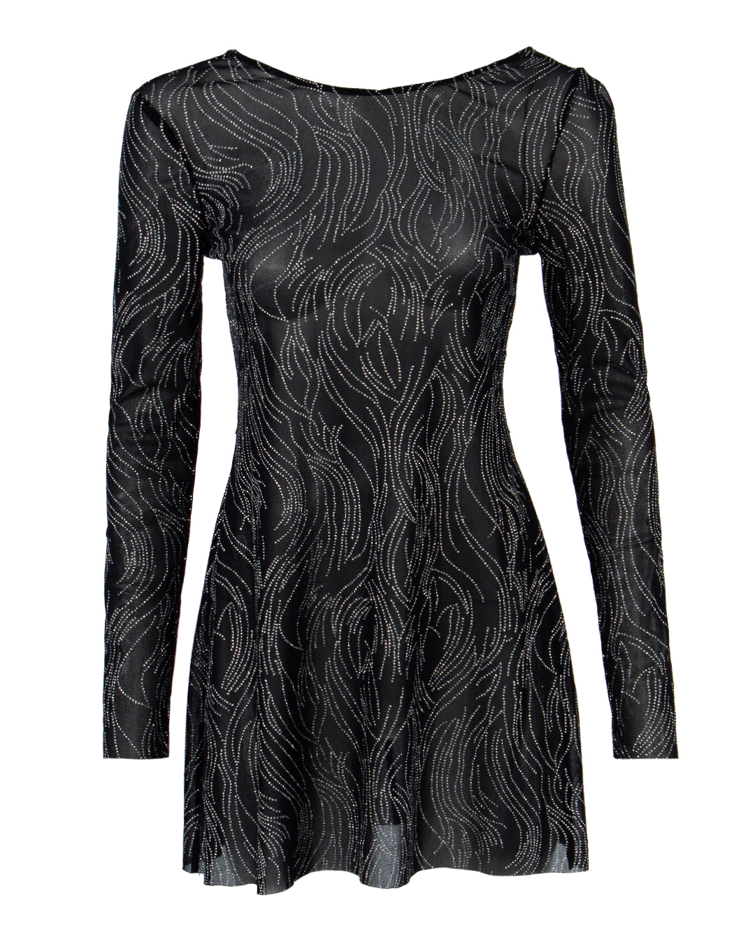 платье мини NINEMINUTES THEMEGARAMESHLAMINATA черный+серебряный 40, размер 40, цвет черный+серебряный THEMEGARAMESHLAMINATA черный+серебряный 40 - фото 1