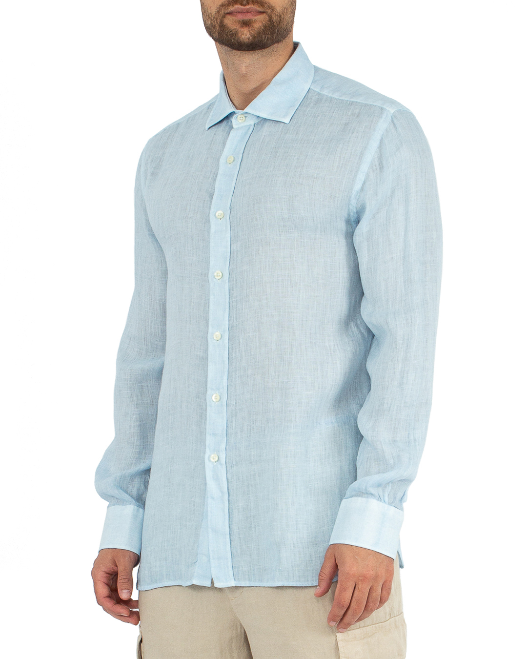 рубашка 120% lino Y0M1311-115S синий xl, размер xl - фото 3