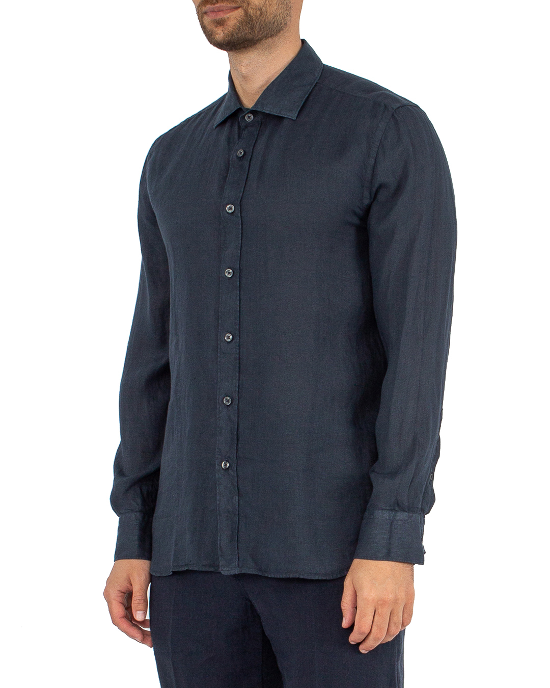 рубашка 120% lino Y0M1311-115 тем.синий m, размер m - фото 3