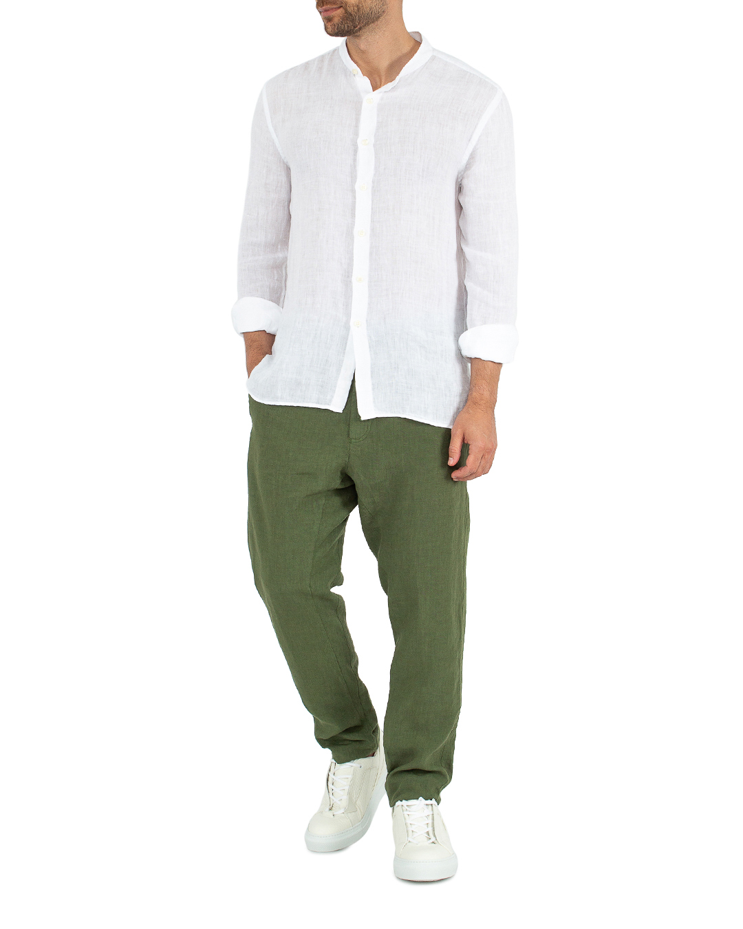 брюки 120% lino YOM2131-253 зеленый 52, размер 52 - фото 2